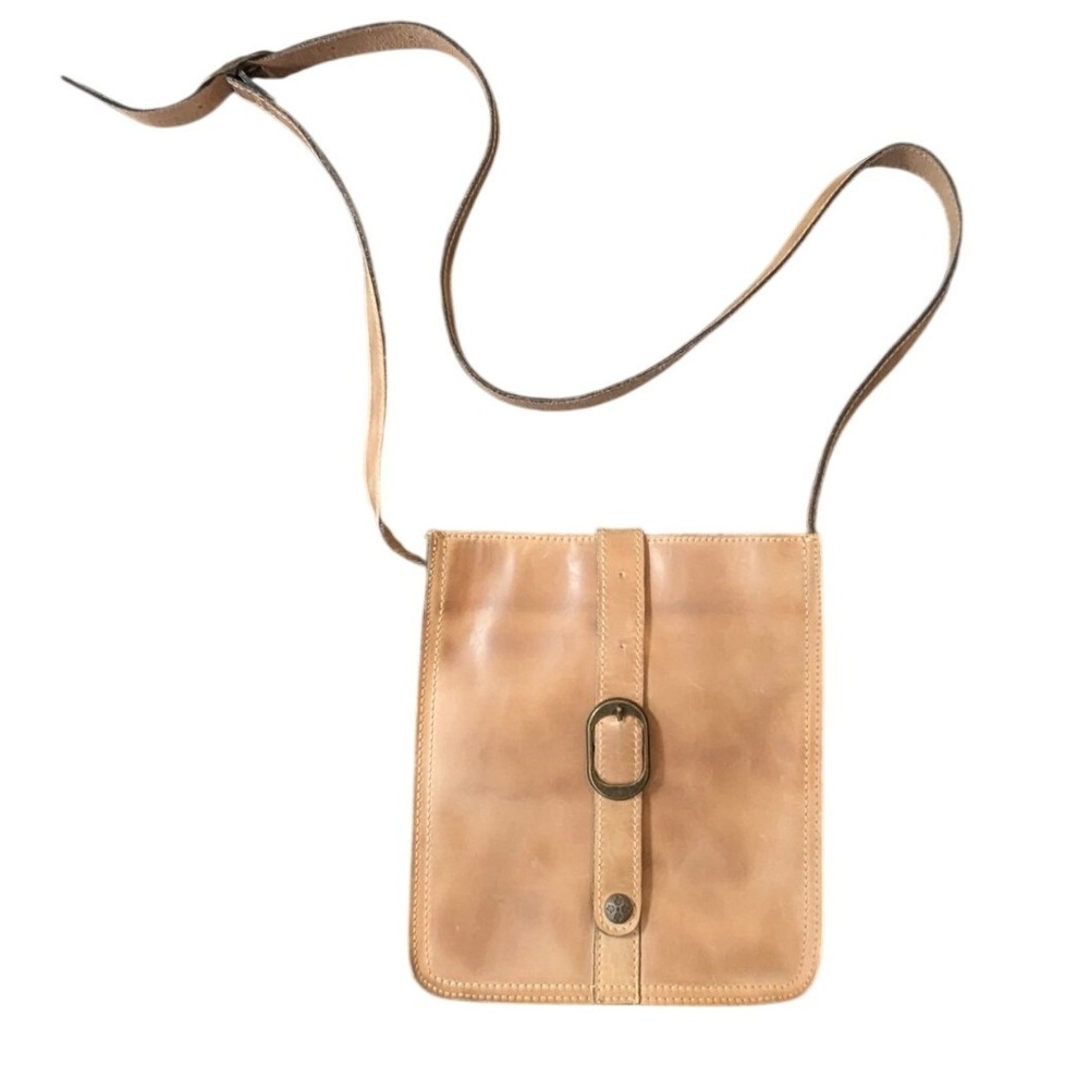 Patricia Nash Tan Leather Crossbody Bag Slim Minimalist Messenger Purse